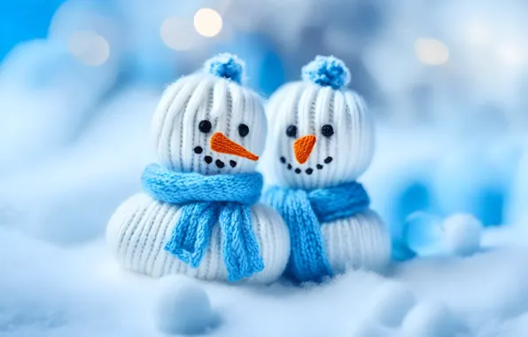 Winter, snow, smile, toys, Christmas, New year, snowmen, snowman