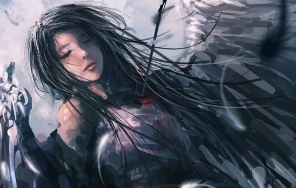 Picture girl, fantasy, art, arrows