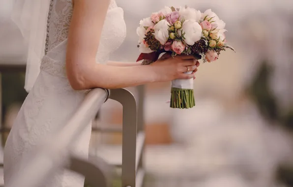 Girl, bouquet, the bride, wedding