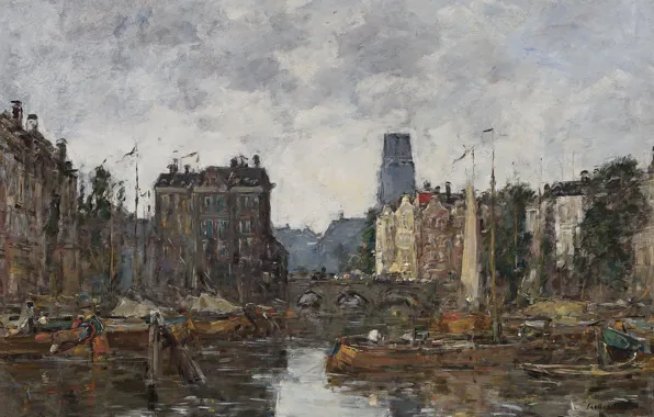 Home, picture, the urban landscape, Eugene Boudin, Eugene Boudin, Rotterdam. Bridge Exchange