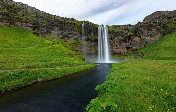 Greens, Meadows, Rocks, River, Iceland, Green, Iceland, River