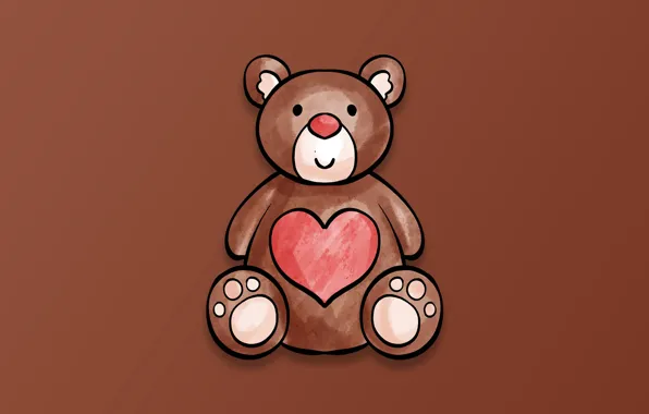 Minimalism, heart, Valentine's Day, digital art, teddy bear, artwork, simple background