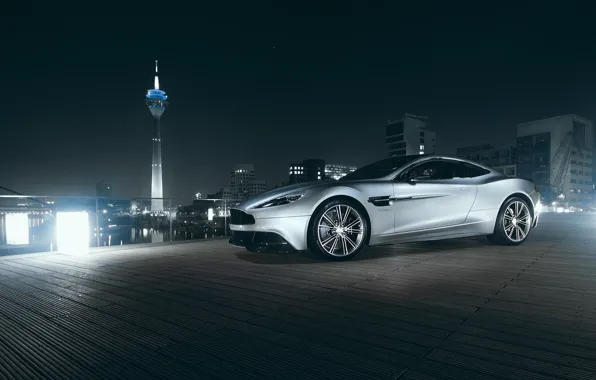 Picture Aston Martin, City, V12, Supercar, Vanquish, Tower, Nigth