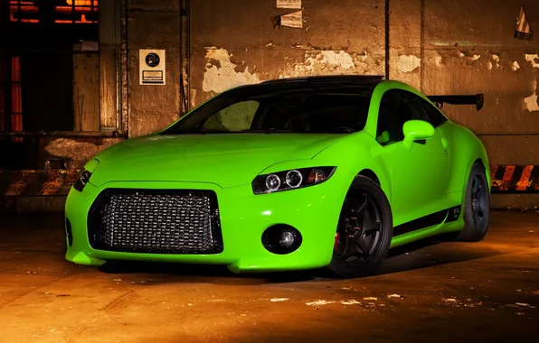 Picture background, Mitsubishi, green, Eclipse, Mitsubishi, Eclipse