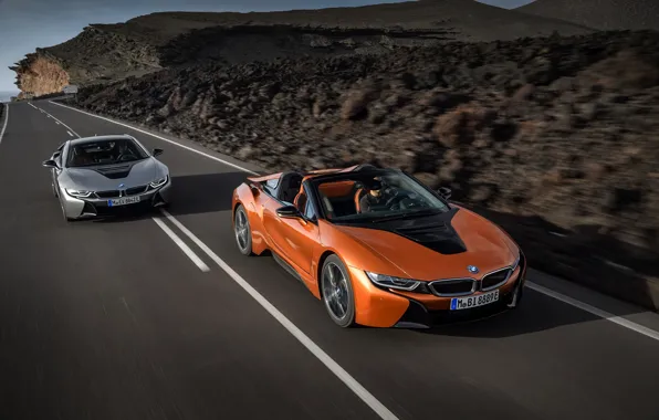 Picture movement, coupe, BMW, Roadster, 2018, i8, i8 Roadster, i8 Coupe