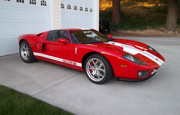 Picture red, ford, garage, gt