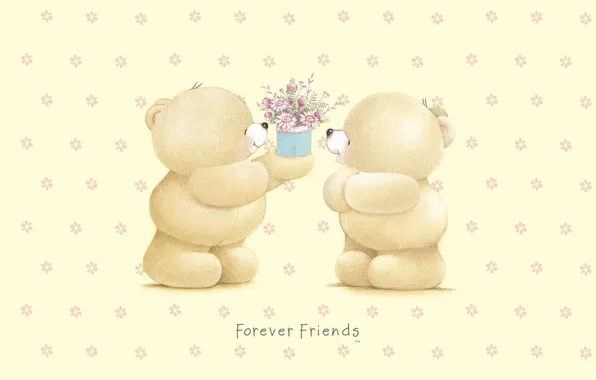 Picture gift, art, bear, flowers, children's, Forever Friends Deckchair bear, Teddy Bears