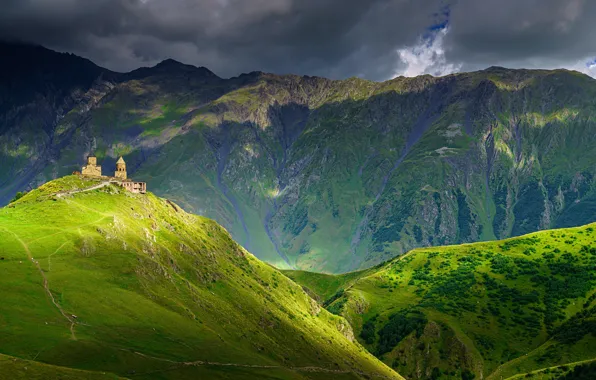 Mountains, Georgia, Kazbegi, well, Khevi Province