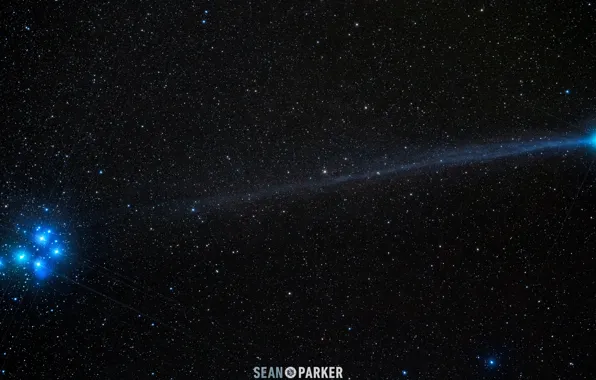 Stars, night, comet, Taurus, Comet Lovejoy, The Constellation Of The Pleiades