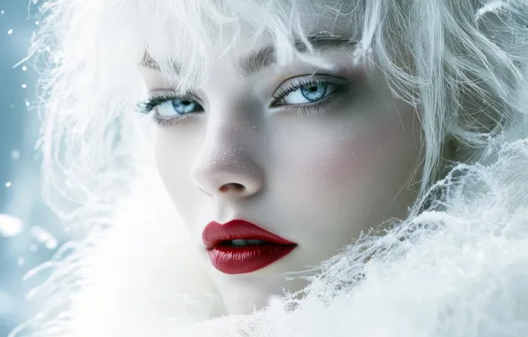 Winter, frost, look, girl, light, snow, face, portrait