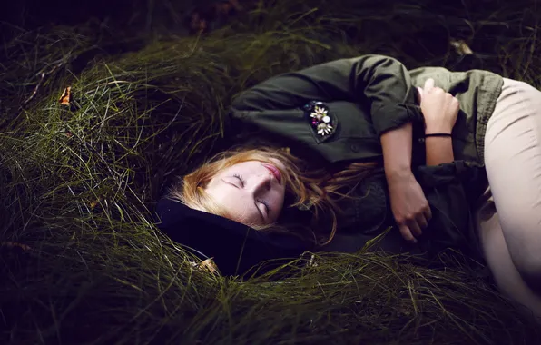 Girl, background, sleep