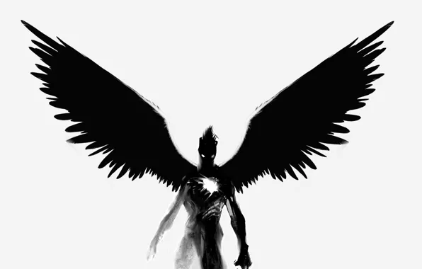Black, heart, wings, the demon, soul
