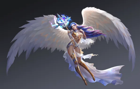Picture wings, angel, fantasy, art, rod, Aurora, Hao Guo