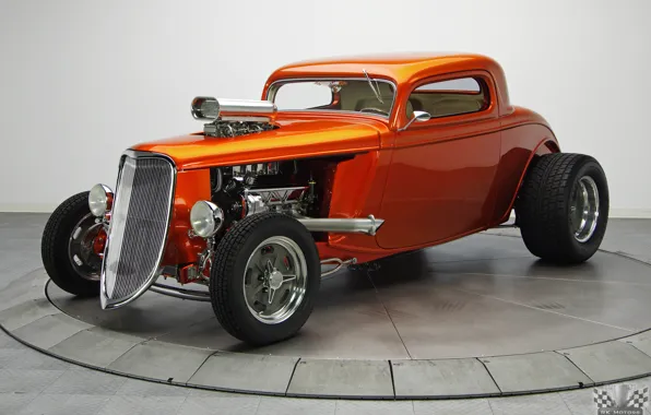 Ford, Hot Rod, Coupe, Classic cars, TH350, Tan, 1933, Kandy Orange Glow