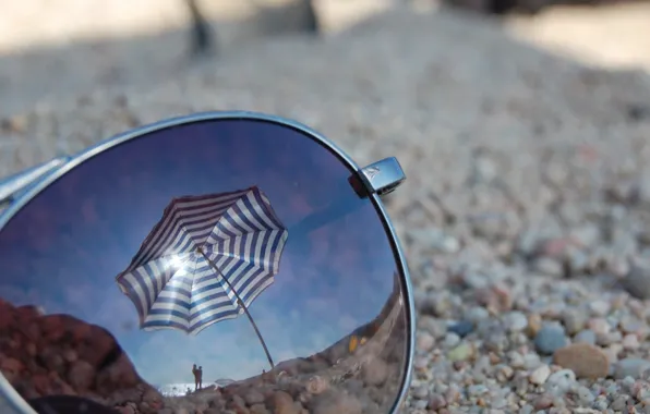 Sand, stones, umbrella, Glasses, solar