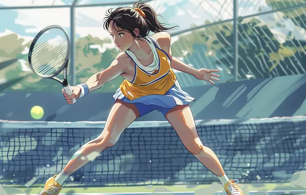 Picture girl, art, tennis, sports