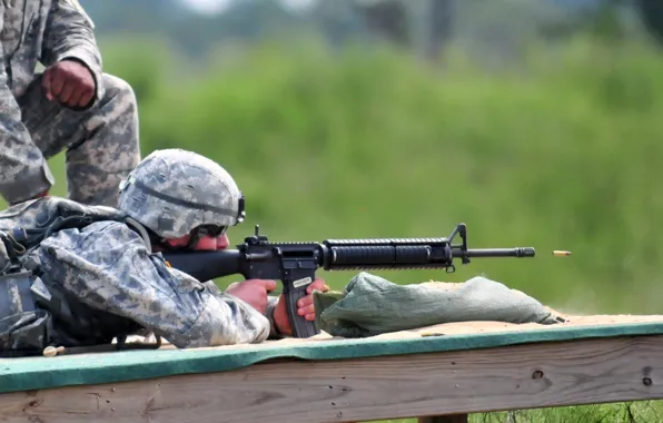 Picture shot, bullet, soldiers, flight, rifle, equipment, position, fire