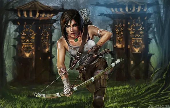 Picture forest, art, Tomb Raider, Lara Croft, Lara Croft