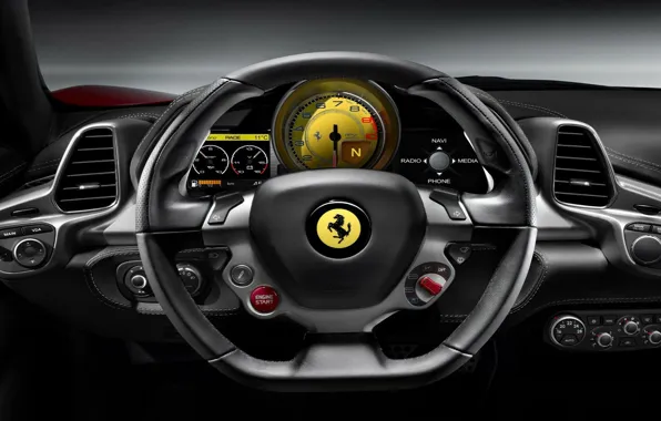 Car, Ferrari, control, interior, command, dashboard