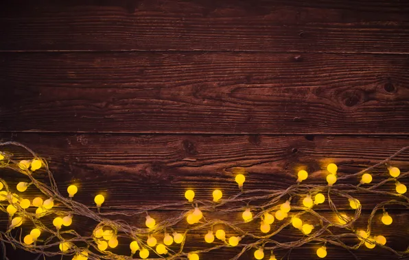 Trees, background, new year, Christmas, garland, Christmas, wood, background