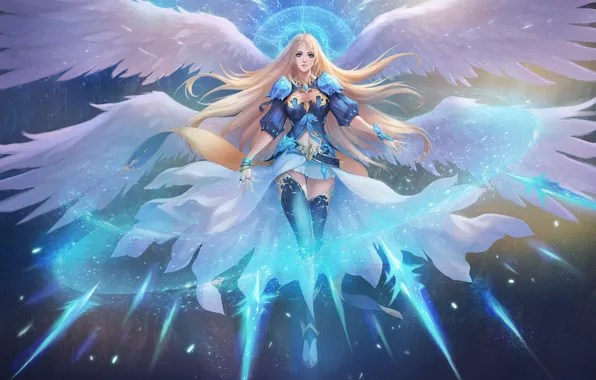 Ice, girl, figure, wings, angel, fantasy, art, girl