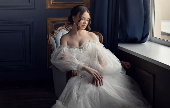 Picture pose, Irina Kharitonova, room, window, decoration, hairstyle, beautiful, girl