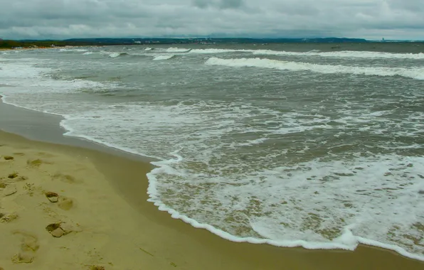Storm, beach, sea, ocean, wave