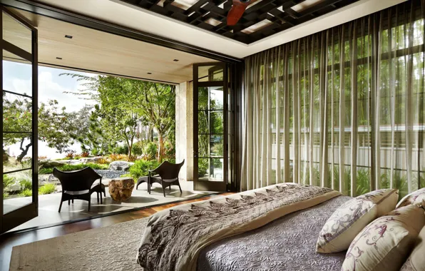 Picture interior, bedroom, terrace, Asian Inspired Home
