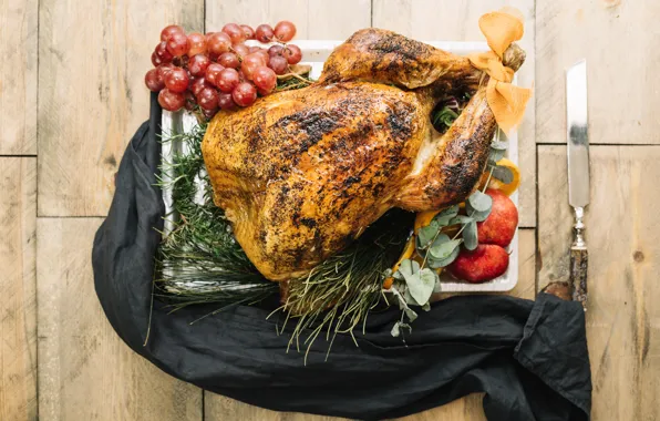 Food, chicken, grapes, delicious