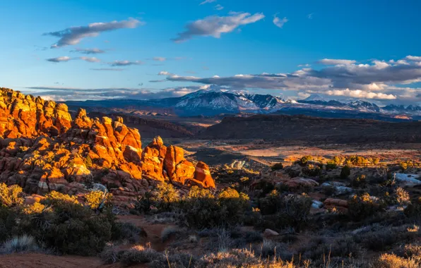 Clouds, landscape, mountains, Utah, USA