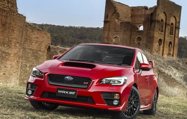 Red, subaru, wrx, sti