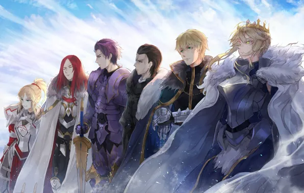 Picture Fate / Grand Order, the sky, anime, characters, art