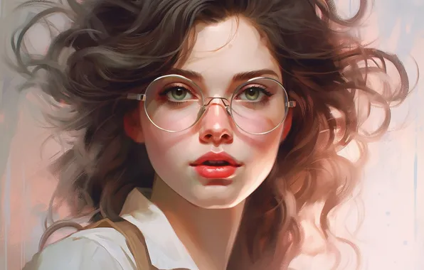 Wallpaper pose, portrait, look, AI art, painting, face, image, girl