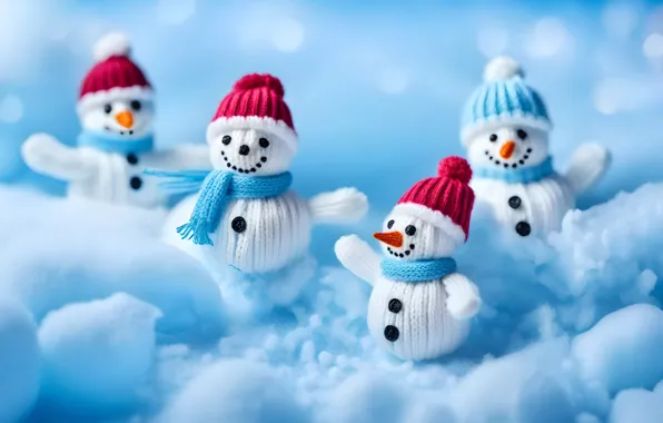 Winter, snow, smile, toys, Christmas, New year, snowmen, snowman