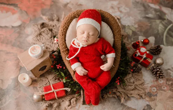 Child, baby, Christmas, New year, Christmas decorations, newborn, new year decorations, New Year's Eve
