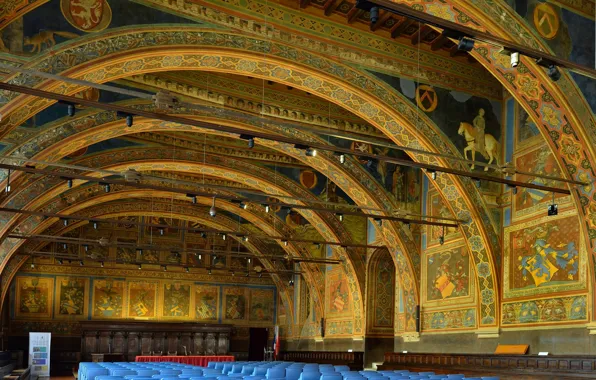 Italy, mural, Perugia, Palazzo dei priori, Hall of notaries