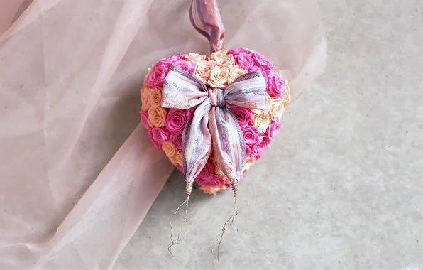 Flowers, heart, bow