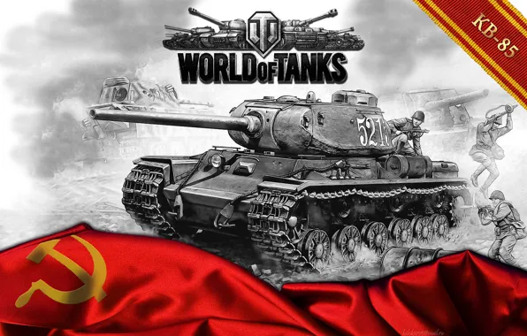 Picture art, tank, USSR, tanks, WoT, World of Tanks, The KV-85, heavy tank