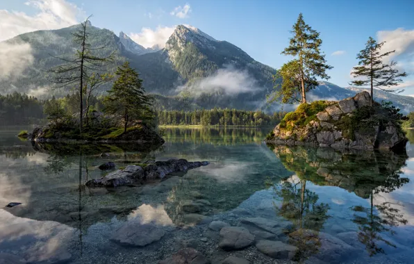 Forest, water, mountains, nature, rocks, Germany