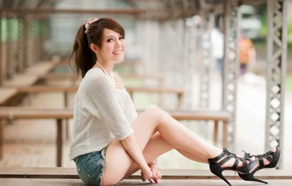 Picture girl, shorts, legs, model, beauty, asian