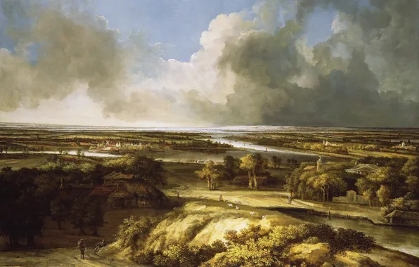 Clouds, landscape, nature, Panoramic Landscape, Koninck Philips, kartina