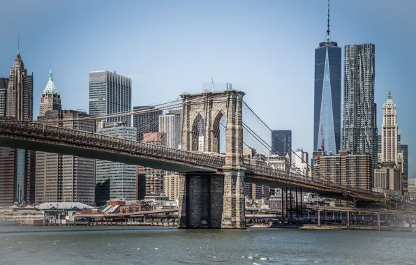 Bridge, The city, Brooklyn, Manhattan