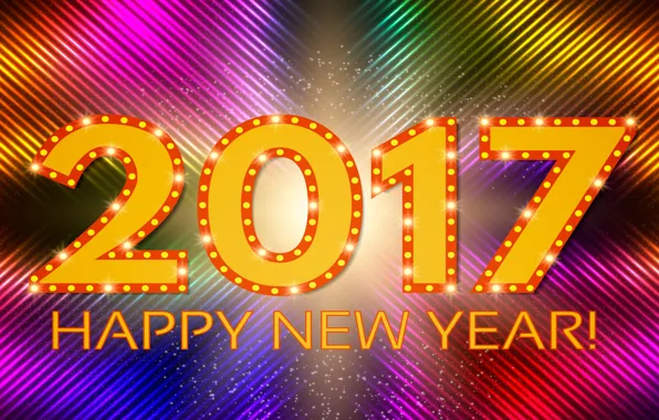 Picture colorful, New Year, abstract, background, neon, happy new year, 2017, glittering