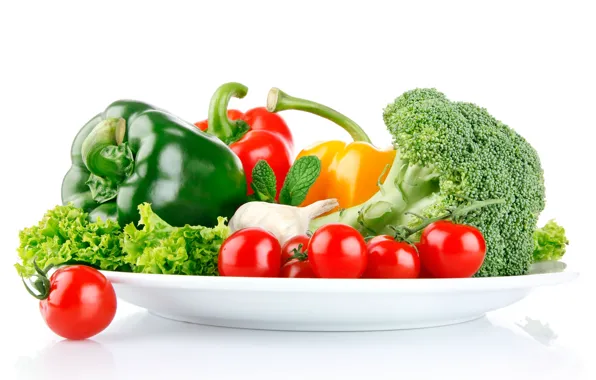 Pepper, vegetables, tomatoes, salad, garlic, broccoli