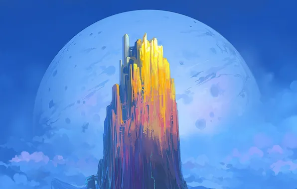 Figure, Mountain, Planet, Art, Landscape, Dusk, Roman Avseenko, by Roman Avseenko