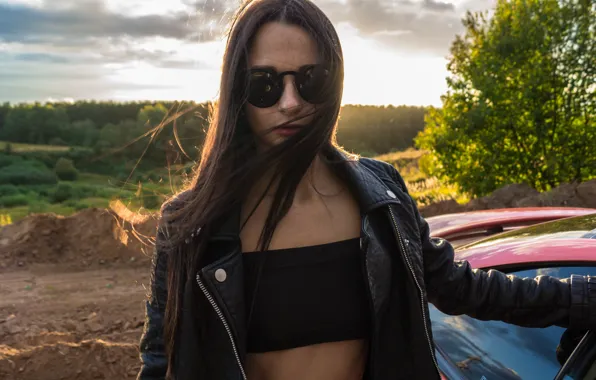 Car, lexus, girl, summer, sony, night, model, moscow