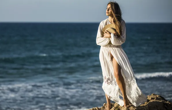 Sea, look, girl, pose, hair, hat, Maria, Alex Darash