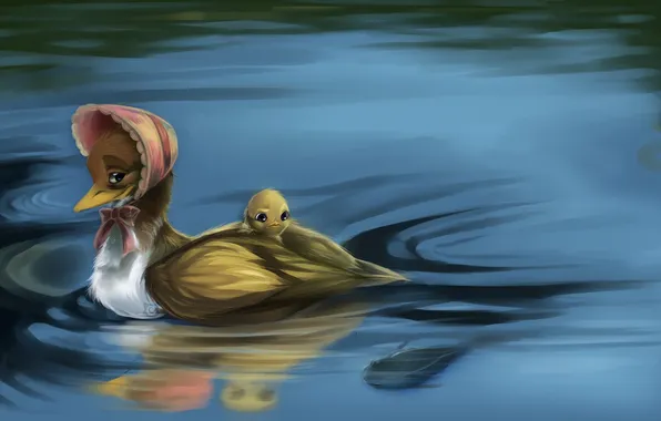 Water, ruffle, duck, cap, duck