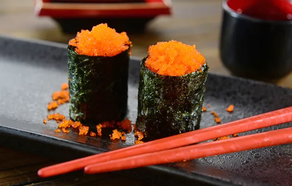Sticks, caviar, rolls, eggs, rolls, Japanese cuisine, sticks, Japanese cuisine
