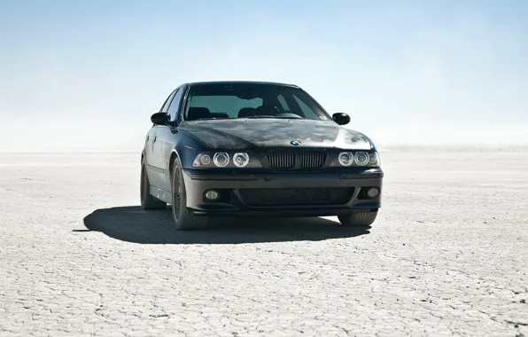 The sun, desert, BMW, BMW, car, black car, m5 e39, cool